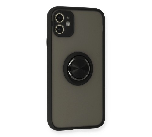 iPhone 11 Kılıf Montreal Yüzüklü Silikon Kapak - Siyah iPhone 11 Kılıf Montreal Yüzüklü Silikon Kapak - Siyah