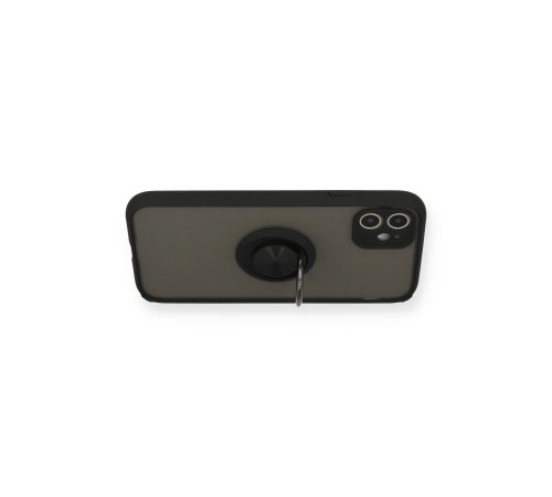 iPhone 11 Kılıf Montreal Yüzüklü Silikon Kapak - Siyah iPhone 11 Kılıf Montreal Yüzüklü Silikon Kapak - Siyah