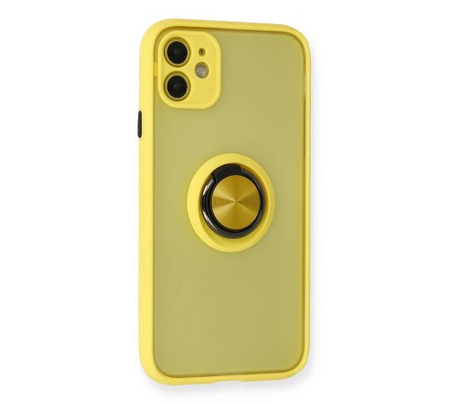 iPhone 11 Kılıf Montreal Yüzüklü Silikon Kapak - Sarı iPhone 11 Kılıf Montreal Yüzüklü Silikon Kapak - Sarı