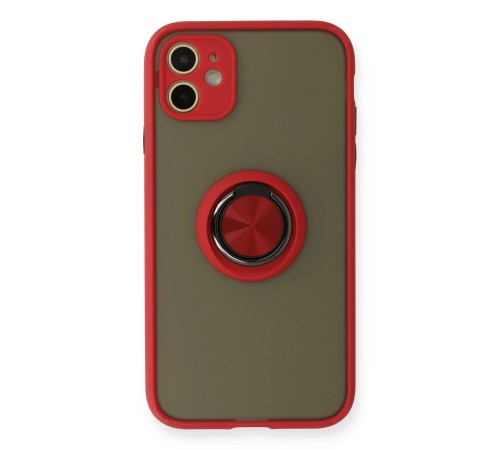 iPhone 11 Kılıf Montreal Yüzüklü Silikon Kapak - Kırmızı iPhone 11 Kılıf Montreal Yüzüklü Silikon Kapak - Kırmızı