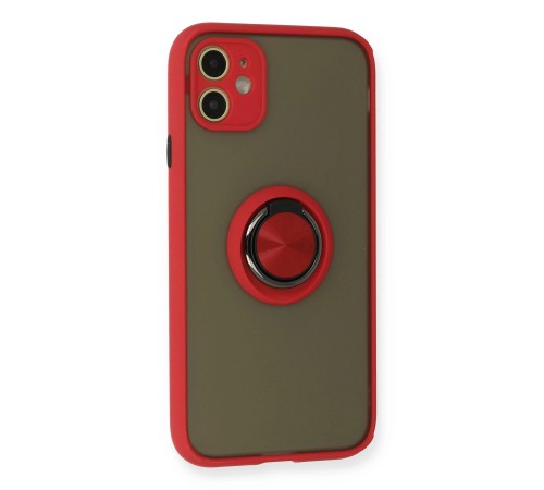 iPhone 11 Kılıf Montreal Yüzüklü Silikon Kapak - Kırmızı iPhone 11 Kılıf Montreal Yüzüklü Silikon Kapak - Kırmızı