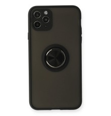 iPhone 11 Pro Kılıf Montreal Yüzüklü Silikon Kapak - Siyah