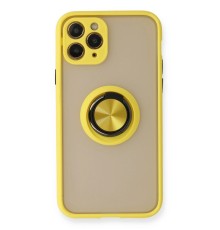 iPhone 11 Pro Kılıf Montreal Yüzüklü Silikon Kapak - Sarı
