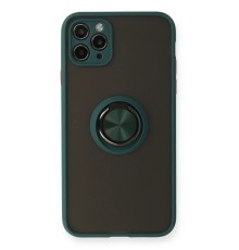 iPhone 11 Pro Kılıf Montreal Yüzüklü Silikon Kapak - Yeşil