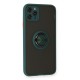 iPhone 11 Pro Kılıf Montreal Yüzüklü Silikon Kapak - Yeşil