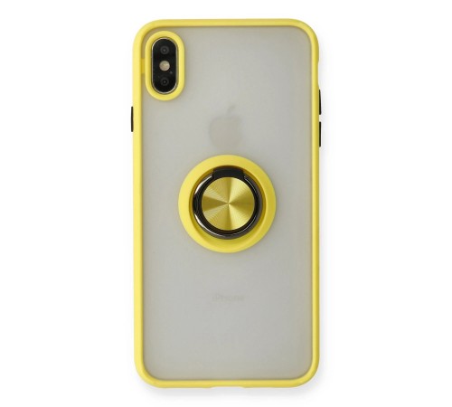 iPhone X Kılıf Montreal Yüzüklü Silikon Kapak - Sarı iPhone X Kılıf Montreal Yüzüklü Silikon Kapak - Sarı