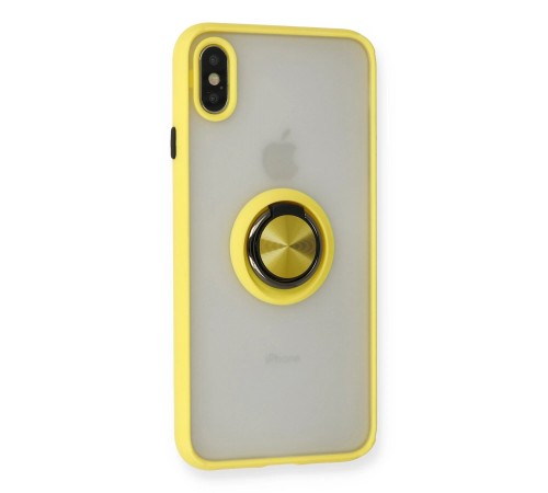 iPhone X Kılıf Montreal Yüzüklü Silikon Kapak - Sarı iPhone X Kılıf Montreal Yüzüklü Silikon Kapak - Sarı
