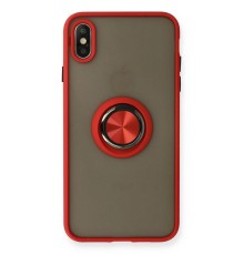 iPhone X Kılıf Montreal Yüzüklü Silikon Kapak - Kırmızı
