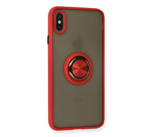iPhone X Kılıf Montreal Yüzüklü Silikon Kapak - Kırmızı iPhone X Kılıf Montreal Yüzüklü Silikon Kapak - Kırmızı