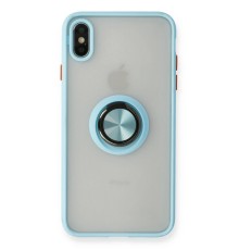 iPhone X Kılıf Montreal Yüzüklü Silikon Kapak - Buz Mavi