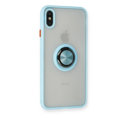 iPhone X Kılıf Montreal Yüzüklü Silikon Kapak - Buz Mavi iPhone X Kılıf Montreal Yüzüklü Silikon Kapak - Buz Mavi
