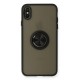 iPhone XS Max Kılıf Montreal Yüzüklü Silikon Kapak - Siyah