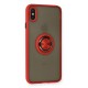 iPhone XS Max Kılıf Montreal Yüzüklü Silikon Kapak - Kırmızı