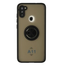Samsung Galaxy A11 Kılıf Montreal Yüzüklü Silikon Kapak - Siyah
