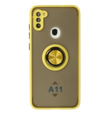Samsung Galaxy A11 Kılıf Montreal Yüzüklü Silikon Kapak - Sarı