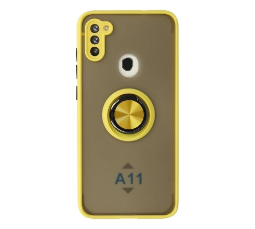 Samsung Galaxy A11 Kılıf Montreal Yüzüklü Silikon Kapak - Sarı Samsung Galaxy A11 Kılıf Montreal Yüzüklü Silikon Kapak - Sarı