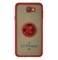 Samsung Galaxy J7 Prime Kılıf Montreal Yüzüklü Silikon Kapak - Kırmızı