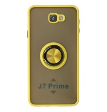 Samsung Galaxy J7 Prime Kılıf Montreal Yüzüklü Silikon Kapak - Sarı