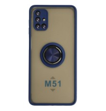 Samsung Galaxy M51 Kılıf Montreal Yüzüklü Silikon Kapak - Lacivert