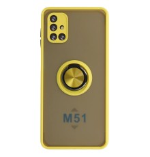 Samsung Galaxy M51 Kılıf Montreal Yüzüklü Silikon Kapak - Sarı