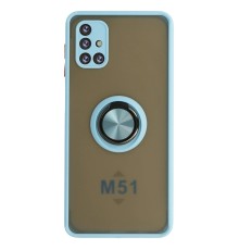 Samsung Galaxy M51 Kılıf Montreal Yüzüklü Silikon Kapak - Buz Mavi