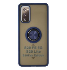Samsung Galaxy S20 FE Kılıf Montreal Yüzüklü Silikon Kapak - Lacivert