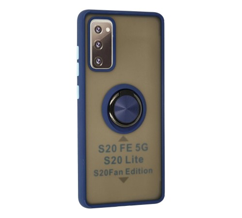 Samsung Galaxy S20 FE Kılıf Montreal Yüzüklü Silikon Kapak - Lacivert Samsung Galaxy S20 FE Kılıf Montreal Yüzüklü Silikon Kapak - Lacivert