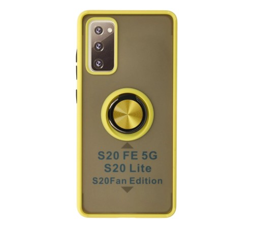 Samsung Galaxy S20 FE Kılıf Montreal Yüzüklü Silikon Kapak - Sarı