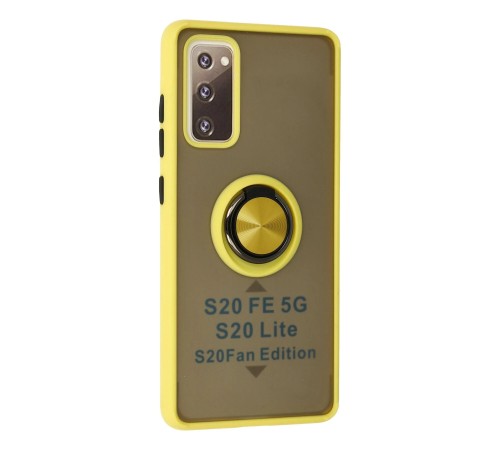Samsung Galaxy S20 FE Kılıf Montreal Yüzüklü Silikon Kapak - Sarı