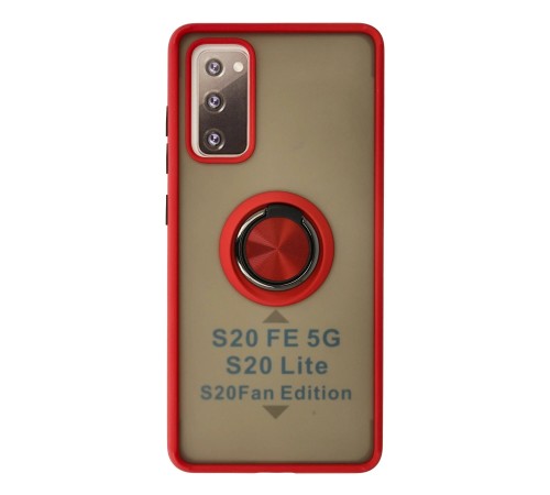 Samsung Galaxy S20 FE Kılıf Montreal Yüzüklü Silikon Kapak - Kırmızı Samsung Galaxy S20 FE Kılıf Montreal Yüzüklü Silikon Kapak - Kırmızı