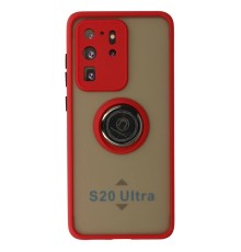 Samsung Galaxy S20 Ultra Kılıf Montreal Yüzüklü Silikon Kapak - Kırmızı