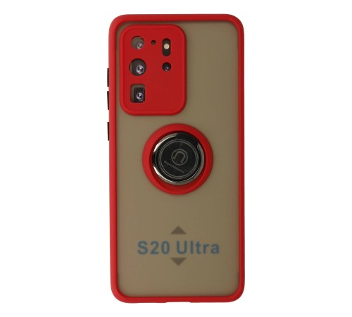 Samsung Galaxy S20 Ultra Kılıf Montreal Yüzüklü Silikon Kapak - Kırmızı Samsung Galaxy S20 Ultra Kılıf Montreal Yüzüklü Silikon Kapak - Kırmızı