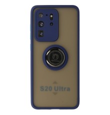Samsung Galaxy S20 Ultra Kılıf Montreal Yüzüklü Silikon Kapak - Lacivert