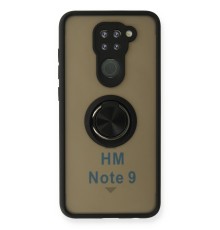 Xiaomi Redmi Note 9 Kılıf Montreal Yüzüklü Silikon Kapak - Siyah