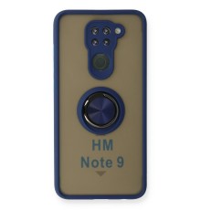 Xiaomi Redmi Note 9 Kılıf Montreal Yüzüklü Silikon Kapak - Lacivert