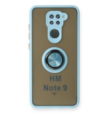 Xiaomi Redmi Note 9 Kılıf Montreal Yüzüklü Silikon Kapak - Buz Mavi