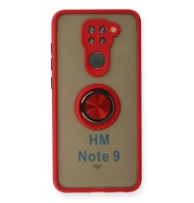 Xiaomi Redmi Note 9 Kılıf Montreal Yüzüklü Silikon Kapak - Kırmızı