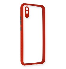 Xiaomi Redmi 9A Kılıf Miami Şeffaf Silikon - Kırmızı