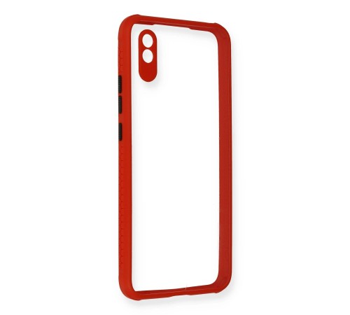 Xiaomi Redmi 9A Kılıf Miami Şeffaf Silikon - Kırmızı Xiaomi Redmi 9A Kılıf Miami Şeffaf Silikon - Kırmızı