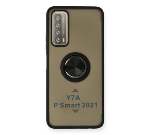 Huawei P Smart 2021 Kılıf Montreal Yüzüklü Silikon Kapak - Siyah Huawei P Smart 2021 Kılıf Montreal Yüzüklü Silikon Kapak - Siyah