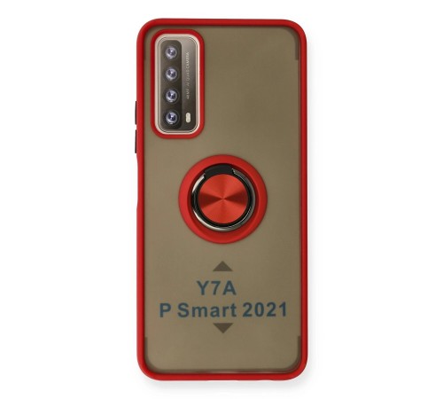 Huawei P Smart 2021 Kılıf Montreal Yüzüklü Silikon Kapak - Kırmızı Huawei P Smart 2021 Kılıf Montreal Yüzüklü Silikon Kapak - Kırmızı