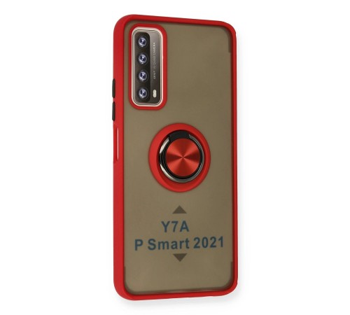 Huawei P Smart 2021 Kılıf Montreal Yüzüklü Silikon Kapak - Kırmızı Huawei P Smart 2021 Kılıf Montreal Yüzüklü Silikon Kapak - Kırmızı