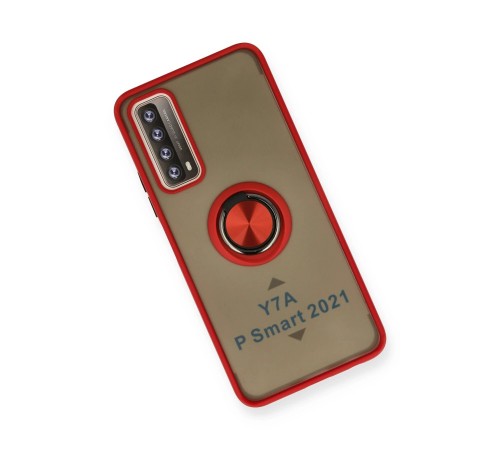 Huawei P Smart 2021 Kılıf Montreal Yüzüklü Silikon Kapak - Kırmızı Huawei P Smart 2021 Kılıf Montreal Yüzüklü Silikon Kapak - Kırmızı