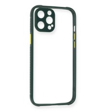 iPhone 12 Pro Kılıf Miami Şeffaf Silikon - Koyu Yeşil