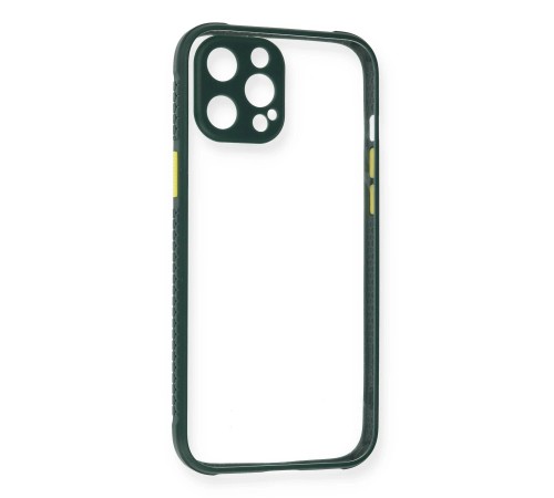 iPhone 12 Pro Kılıf Miami Şeffaf Silikon - Koyu Yeşil iPhone 12 Pro Kılıf Miami Şeffaf Silikon - Koyu Yeşil