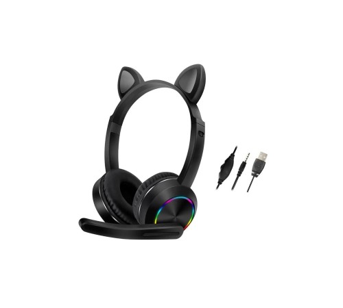 Karler Bass AKZ020 Kafa Üstü Işıklı Kedi Kulaklık - Siyah Karler Bass AKZ020 Kafa Üstü Işıklı Kedi Kulaklık - Siyah