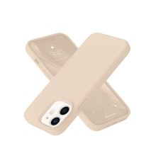 iPhone 12 Kılıf Nano içi Kadife Silikon - Pudra