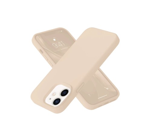 iPhone 12 Kılıf Nano içi Kadife Silikon - Pudra