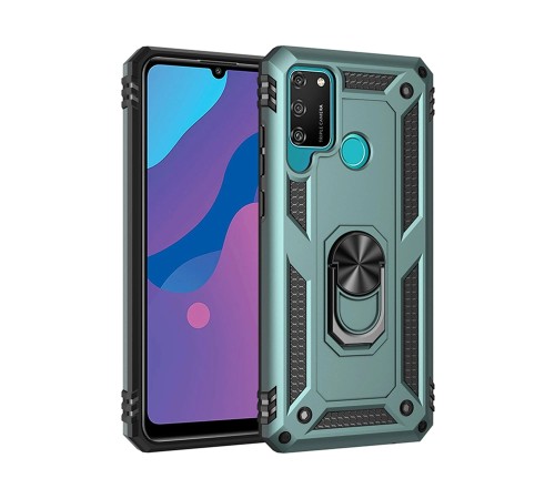 Huawei Y6P Kılıf Sofya Yüzüklü Silikon Kapak - Yeşil