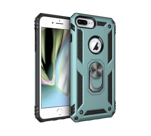 iPhone 7 Plus Kılıf Sofya Yüzüklü Silikon Kapak - Yeşil